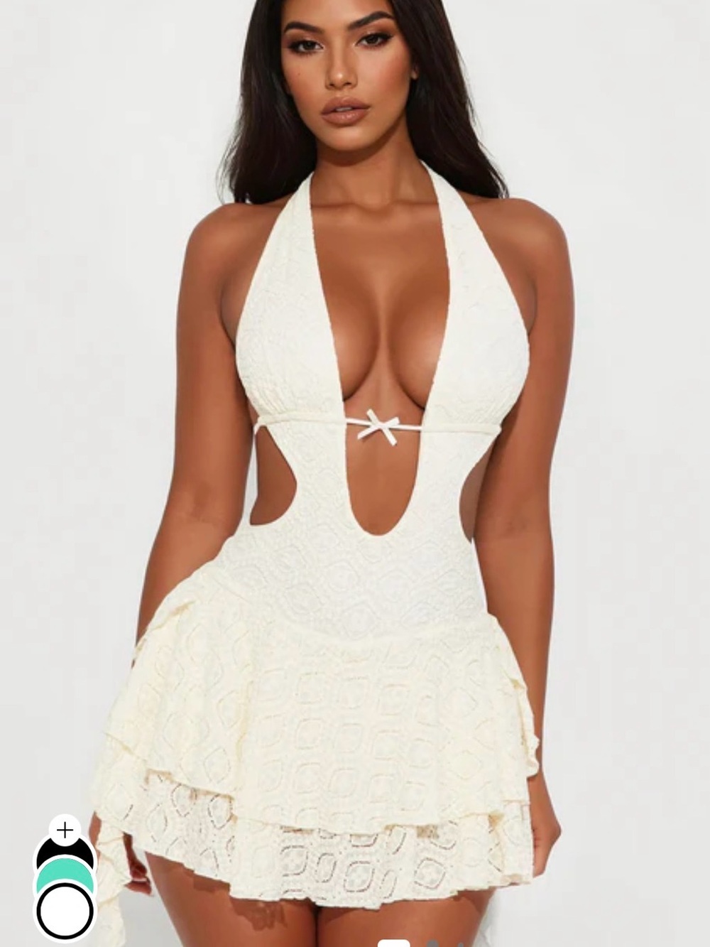 Fashion Nova Cream Lace Cutout Mini Dress